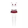 Эротический костюм школьницы с мини-юбкой Obsessive Schooly 5pcs costume L/XL, бело-красный, топ, юбка
