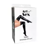 Сексуальные виниловые чулки Art of Sex - Lora с кружевом, размер M, цвет черный
