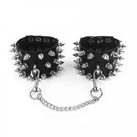 Наручники із шипами Art of Sex - Rose Spiked Leather Handcuffs, натуральна шкіра - 4