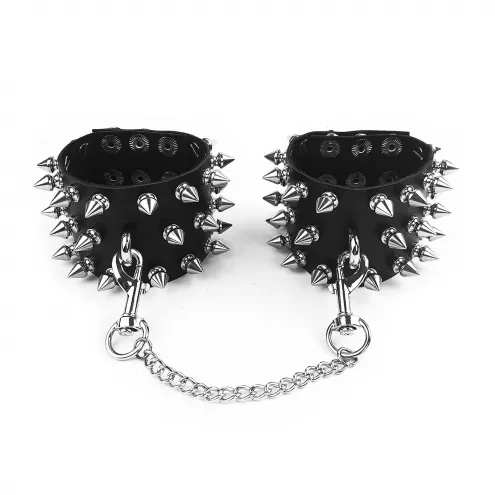 Наручники із шипами Art of Sex - Rose Spiked Leather Handcuffs, натуральна шкіра