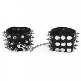 Наручники із шипами Art of Sex - Rose Spiked Leather Handcuffs, натуральна шкіра - 3