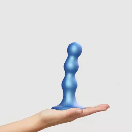 Насадка для страпона Strap-On-Me Dildo Plug Balls Blue Metallic M - 5