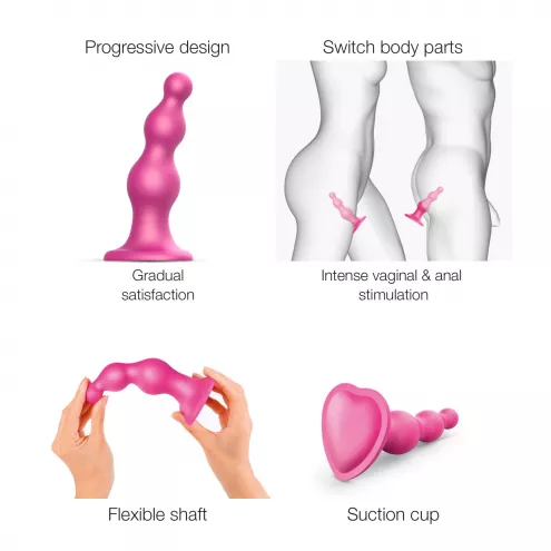 Насадка для страпону Strap-On-Me Dildo Plug Beads Framboise Metallic M