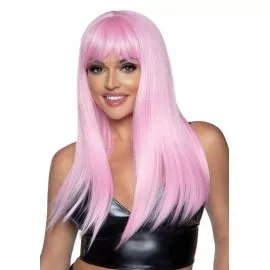 Довга рожева перука Leg Avenue Long straight bang wig Pink, гладка, 61 см