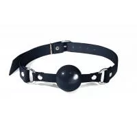 Кляп силіконовий Feral Feelings Silicon Ball Gag Black/Black, чорний ремінь, чорна кулька