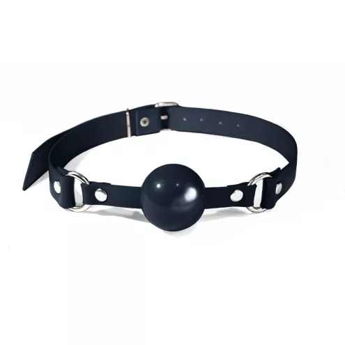 Кляп силіконовий Feral Feelings Silicon Ball Gag Black/Black, чорний ремінь, чорна кулька