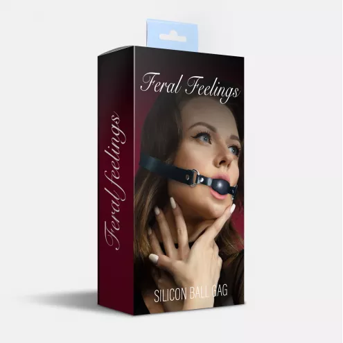 Кляп силіконовий Feral Feelings Silicon Ball Gag Black/Black, чорний ремінь, чорна кулька