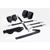 Набор для БДСМ 5 в 1 Feral Feelings BDSM Kit 5 Black, наручники, поножи, крестовина, маска, паддл