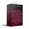 Набір Feral Feelings BDSM Kit 7 Burgundy, наручники, поножі, конектор, маска, паддл, кляп, затискачі
