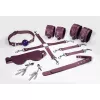 Набір Feral Feelings BDSM Kit 7 Burgundy, наручники, поножі, конектор, маска, паддл, кляп, затискачі