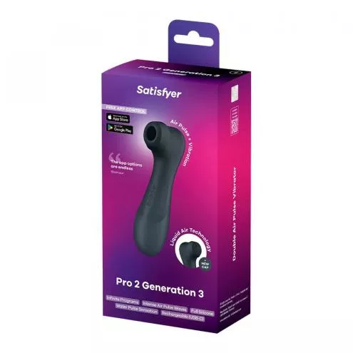 Вакуумный клиторальный стимулятор Satisfyer Pro 2 Generation 3 with Liquid Air Connect App Dark Grey