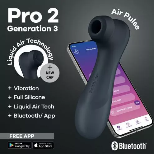 Вакуумный клиторальный стимулятор Satisfyer Pro 2 Generation 3 with Liquid Air Connect App Dark Grey