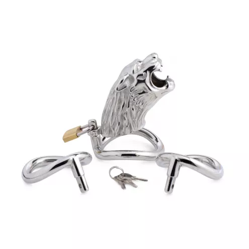 Клетка для пениса Master Series: Tiger King Cock Cage With Lock, три кольца, замок, три ключа