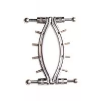 Затискач для вагіни Master Series: Spread 'Em Poker Vagina Clamp with Adjustable Pressure Screws, шипи