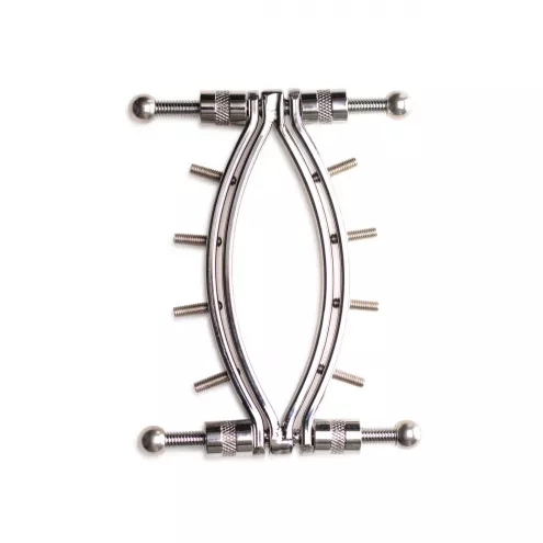 Затискач для вагіни Master Series: Spread 'Em Poker Vagina Clamp with Adjustable Pressure Screws, шипи