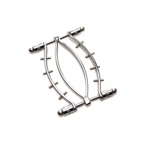 Затискач для вагіни Master Series: Spread 'Em Poker Vagina Clamp with Adjustable Pressure Screws, шипи