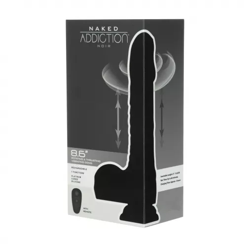 Вібро-фалоімітатор з ротацією та пульсацією Naked Addiction 8.6″ Noir, з пультом ДУ