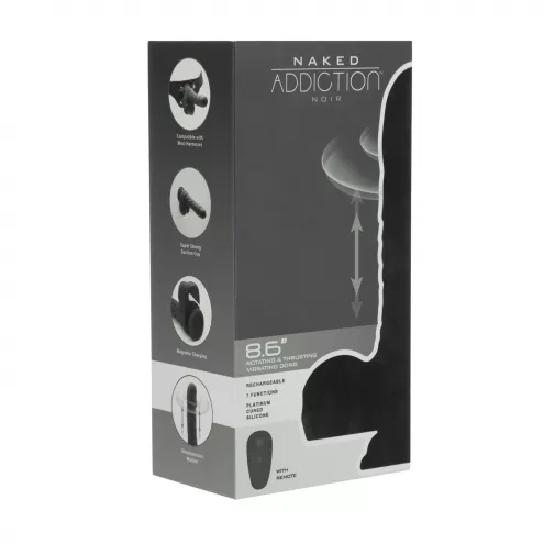 Вібро-фалоімітатор з ротацією та пульсацією Naked Addiction 8.6″ Noir, з пультом ДУ