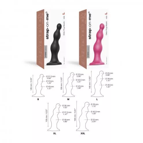 Насадка для страпону Strap-On-Me Dildo Plug Beads Black S