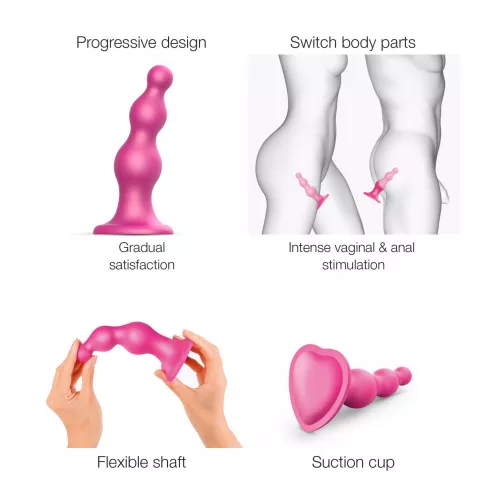 Насадка для страпону Strap-On-Me Dildo Plug Beads Framboise Metallic S