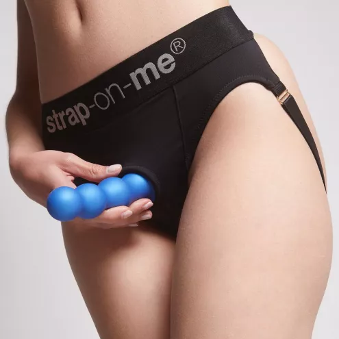Насадка для страпону Strap-On-Me Dildo Plug Balls Blue Metallic XL