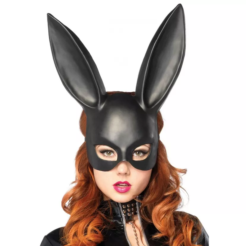 (SALE) Маска кролика Leg Avenue Masquerade Rabbit Mask Black, довгі вушка, на резинці