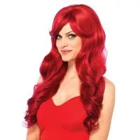 Волнистый парик с косой челкой Leg Avenue Long Wavy Wig 68 см, красный