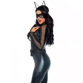 Эротический костюм супергероя-кошечки Leg Avenue Wicked Kitty L, комбинезон, пояс, маска, ушки  - 3