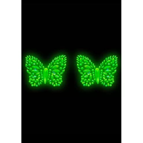 Пестис-метелики із кристалів Leg Avenue Chrysallis nipple sticker, наклейки, світяться у темряві
