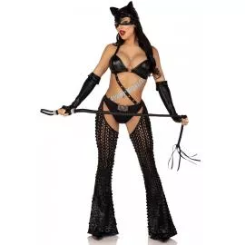 Эротический костюм кошечки-госпожи Leg Avenue Mistress Kitty М, перчатки, комбинезон, маска - 1