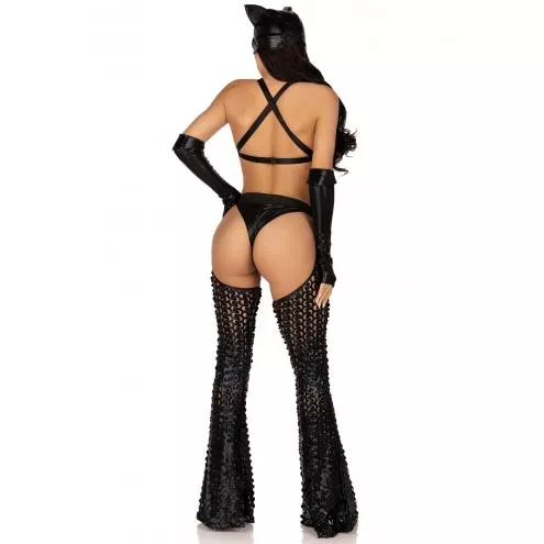 Эротический костюм кошечки-госпожи Leg Avenue Mistress Kitty М, перчатки, комбинезон, маска