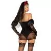 Эротический костюм черной невесты Leg Avenue Heartbreak Bride XS, боди, рукава, вуаль, чокер