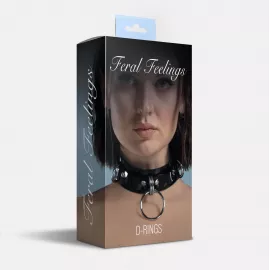 Ошейник для фиксации Feral Feelings - D-Rings Black - 2