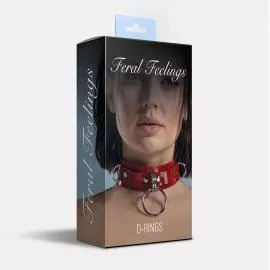 Ошейник для фиксации Feral Feelings - D-Rings Red  - 2
