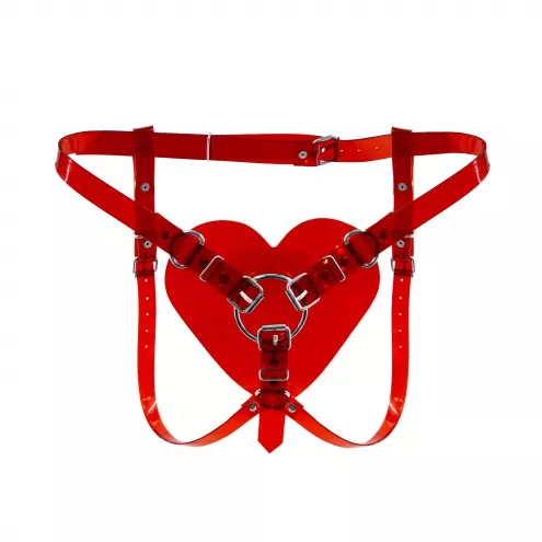 Трусики Серце для страпону Feral Feelings - Hearts Strap-on Belt Red Trasparent
