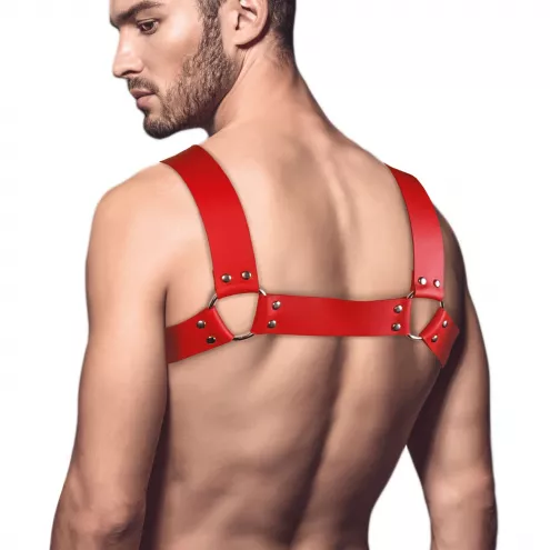 Чоловіча портупея з натуральної шкіри Feral Feelings - Bulldog Harness Red