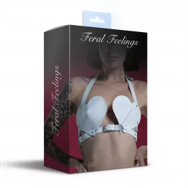 Ліф Серце з натуральної шкіри Feral Feelings - Hearts Bra White - 3