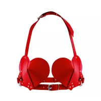 Лиф Сердце из натуральной кожи Feral Feelings - Hearts Bra Red