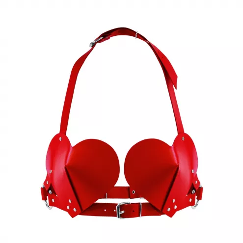 Лиф Сердце из натуральной кожи Feral Feelings - Hearts Bra Red