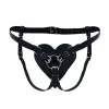 Трусики Сердце для страпона из натуральной кожи Feral Feelings - Hearts Strap-on Belt Black