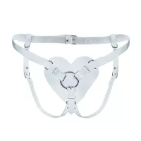Трусики Серце для страпону з натуральної шкіри Feral Feelings - Hearts Strap-on Belt White