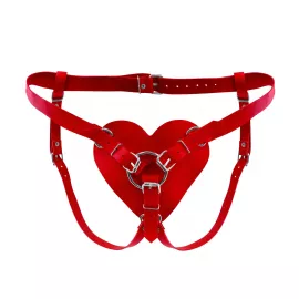 Трусики Серце для страпону з натуральної шкіри Feral Feelings - Hearts Strap-on Belt Red - 1