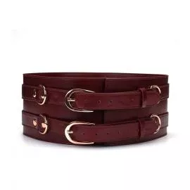 Шкіряний пояс для бондажу Liebe Seele Wine Red Waist Cuff S Size - 5