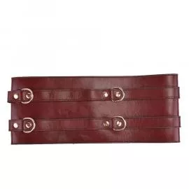 Шкіряний пояс для бондажу Liebe Seele Wine Red Waist Cuff S Size - 2