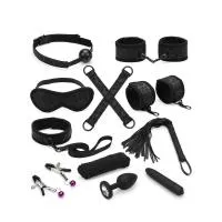 Набір Liebe Seele Black Lace and Neoprene 11pcs Bondage Kit, анальна пробка з кристалом, вібропуля