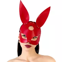 Шкіряна маска Зайчики Art of Sex - Bunny mask, колір Червоний