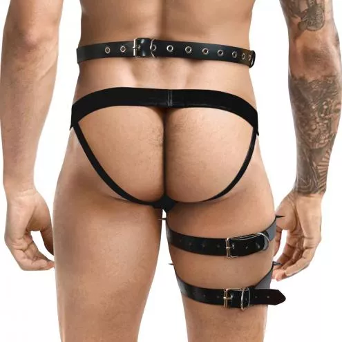 Мужские гартеры из натуральной кожи Art of Sex - Serge, L-2XL