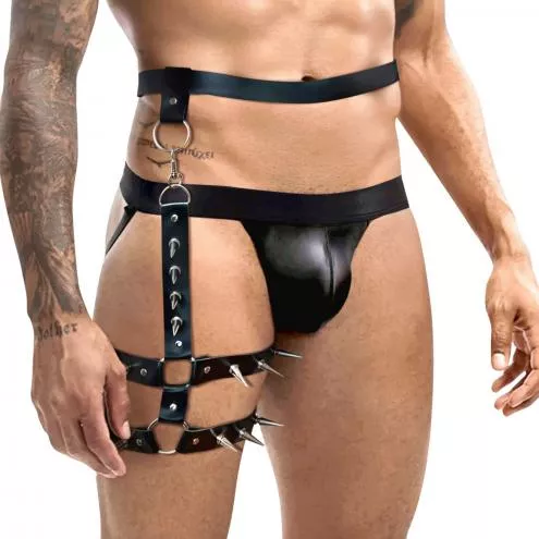 Мужские гартеры из натуральной кожи Art of Sex - Serge, L-2XL