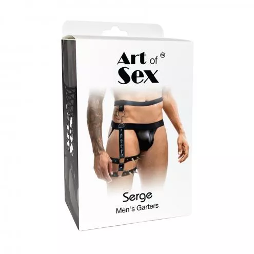 Мужские гартеры из натуральной кожи Art of Sex - Serge, L-2XL
