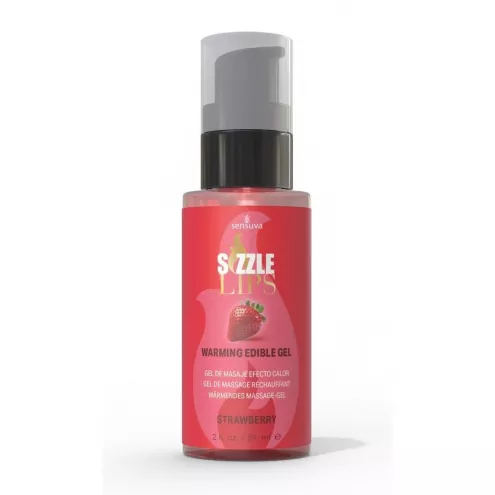 Зігріваючий масажний гель Sensuva - Sizzle Lips Strawberry (59 мл)